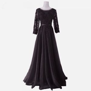 Long Sleeves Evening Dresses Party Gowns Vestidos de festa Sexy Sheer Ne…
